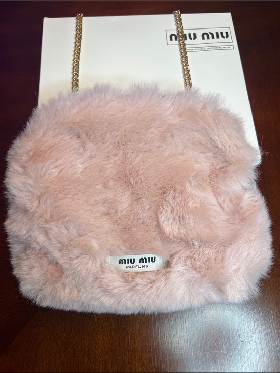Miu Miu Handbags - Miu Miu Blush Pink Faux Fur Chain Crossbody Bag